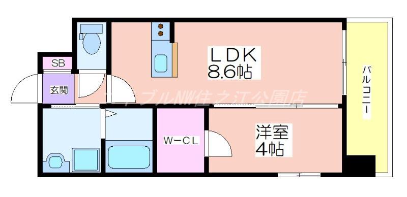 シスイル住之江(1LDK/5階)の間取り写真