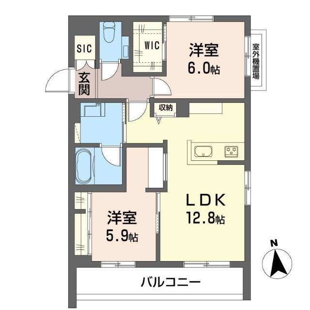シャーメゾン丸井B(2LDK/3階)の間取り写真