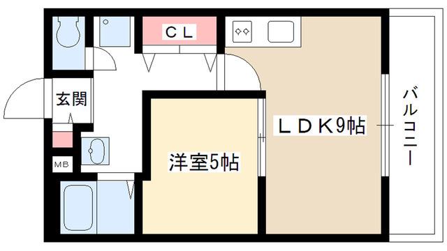ジュネス平和ヶ丘(1LDK/2階)の間取り写真