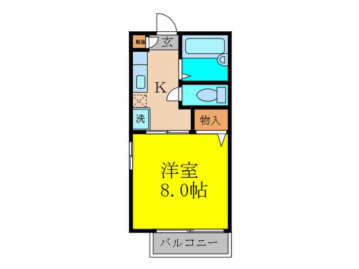 アジアンタム・ハイツ(1K/2階)の間取り写真