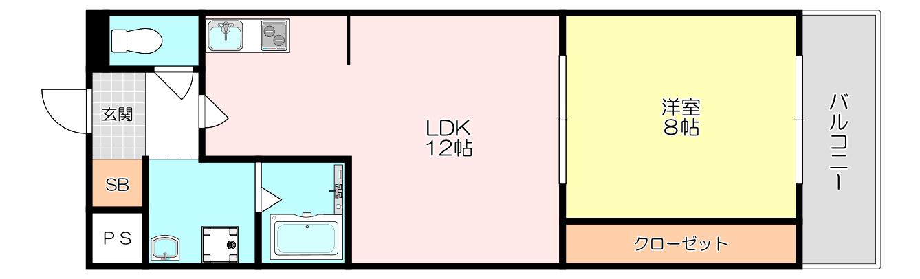 ボニータ東棟(1LDK/2階)の間取り写真