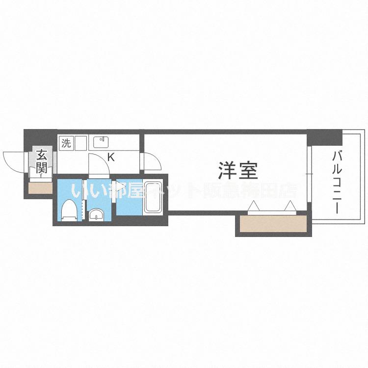 LUXE新大阪イースト2(1K/8階)の間取り写真