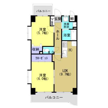 REI VILLAGE(2LDK/5階)の間取り写真