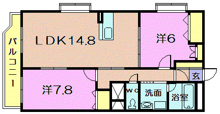 グランリーオ大川前(2LDK/4階)の間取り写真