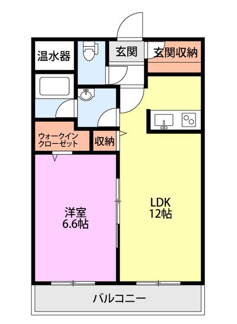ディアコートII(1LDK/1階)の間取り写真