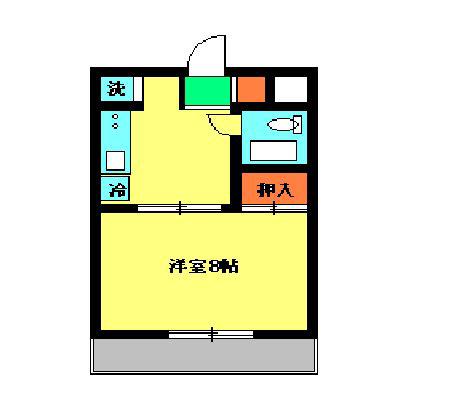 バルコンソワ(1DK/4階)の間取り写真