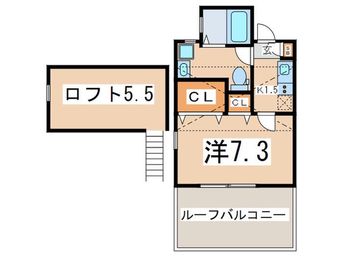 BELLAVISTA港南台(1K/2階)の間取り写真