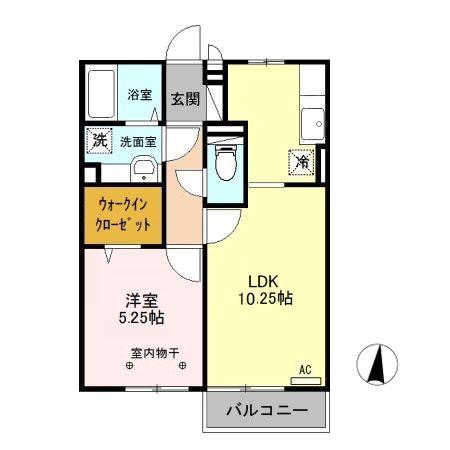 クローリス(1LDK/2階)の間取り写真