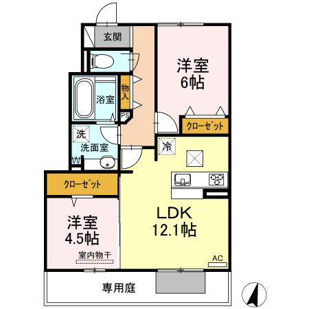 アイメゾン(2LDK/1階)の間取り写真