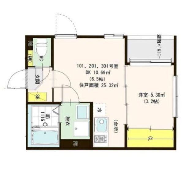 エスペランサ志村(1DK/1階)の間取り写真