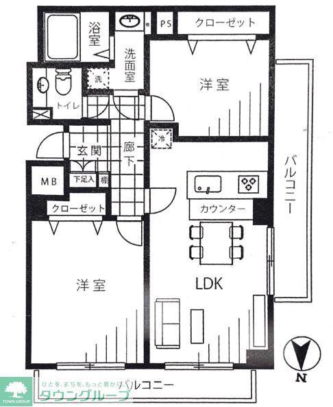 藤和薬王寺ホームズ(2LDK/3階)の間取り写真