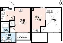 ARIA(ワンルーム/2階)の間取り写真