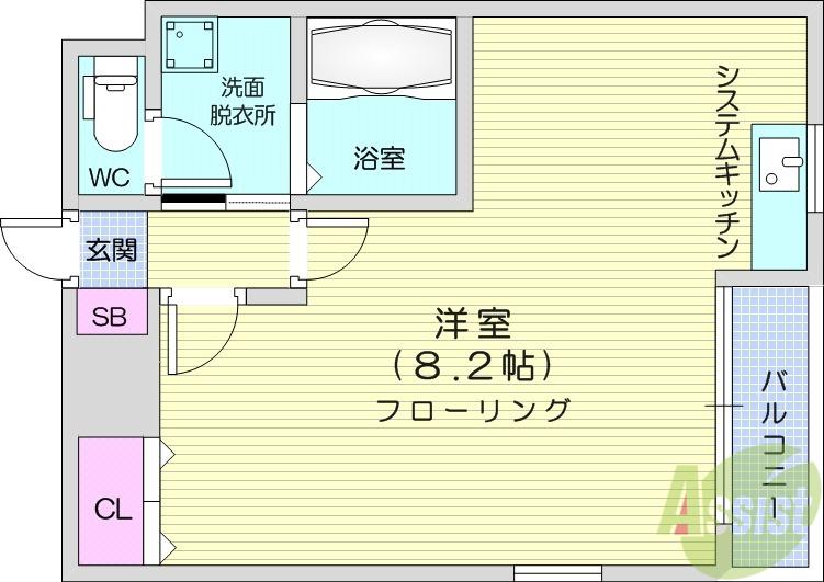 ヴィアーレ堤(1K/3階)の間取り写真
