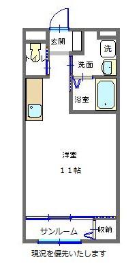 クレールⅨ(ワンルーム/1階)の間取り写真