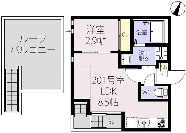 RIZEST K オークス(1LDK/2階)の間取り写真