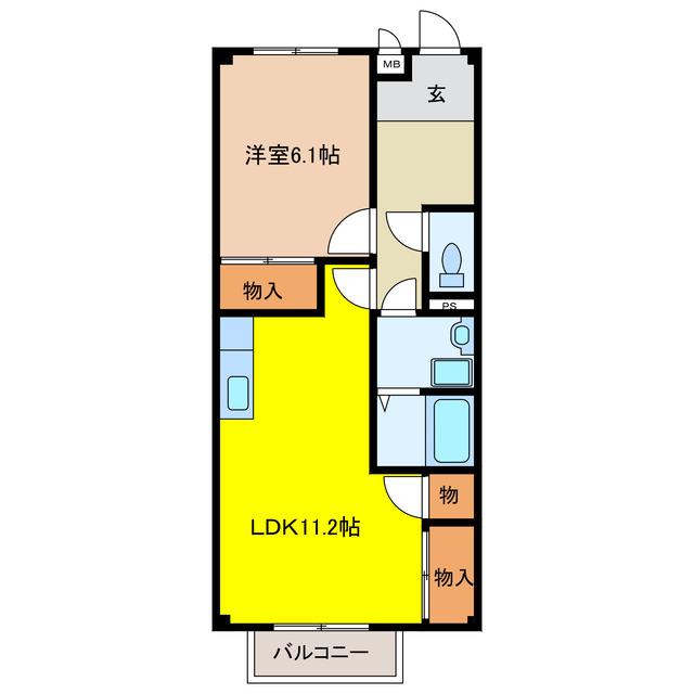 セディアスI(1LDK/2階)の間取り写真