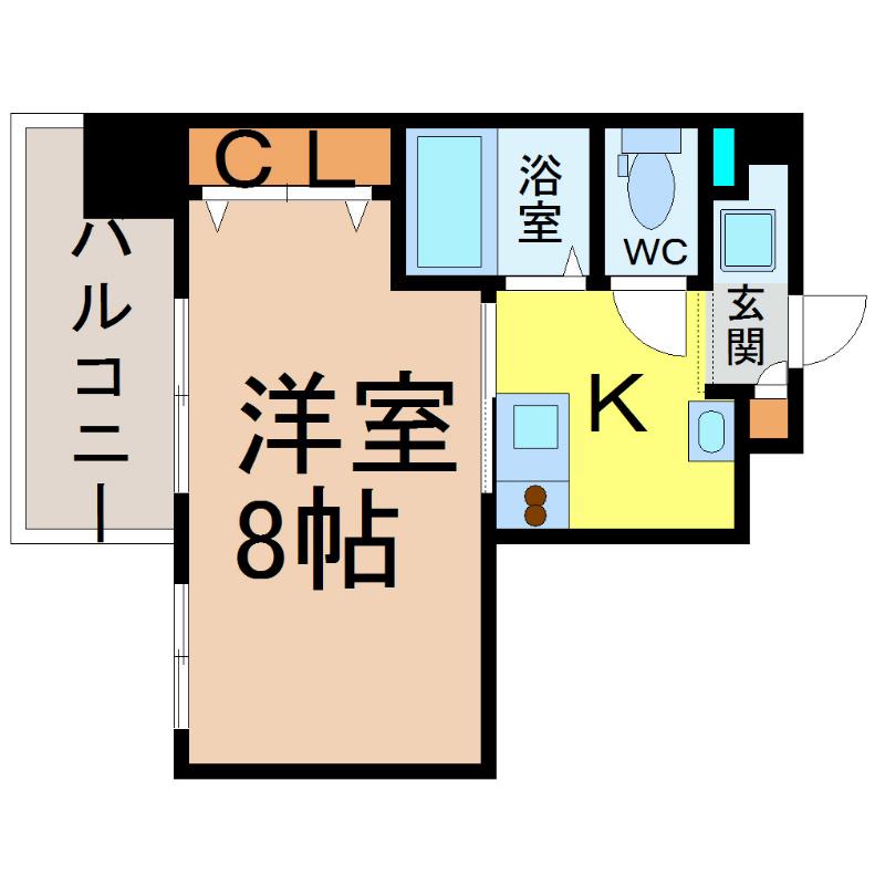 パルティール上前津(1K/5階)の間取り写真