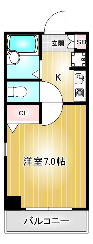 第6ハセビル(1K/7階)の間取り写真