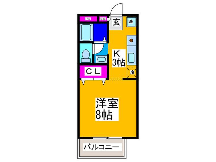 メープルコートII(1K/2階)の間取り写真