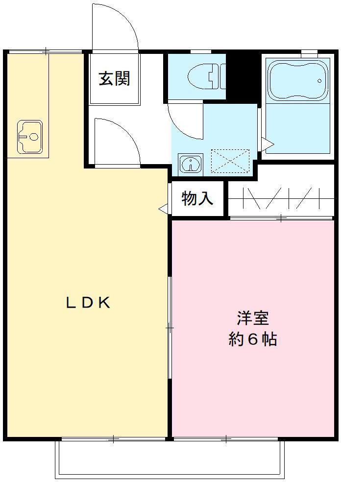 旭台アーバンハイツ C棟(1LDK/1階)の間取り写真