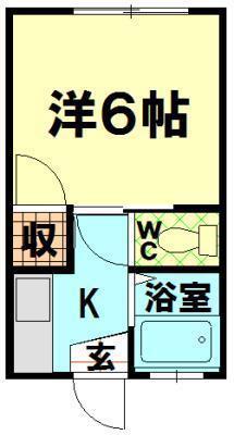 メゾン富の原 I B(1K/2階)の間取り写真