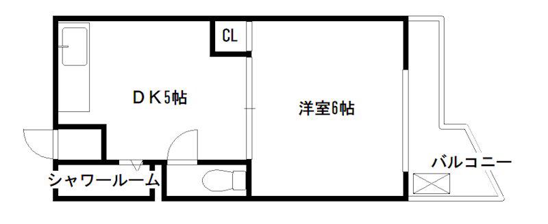 泉涌寺アビタシオン(1DK/6階)の間取り写真