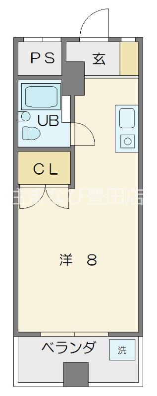 レジデンス元城(ワンルーム/2階)の間取り写真