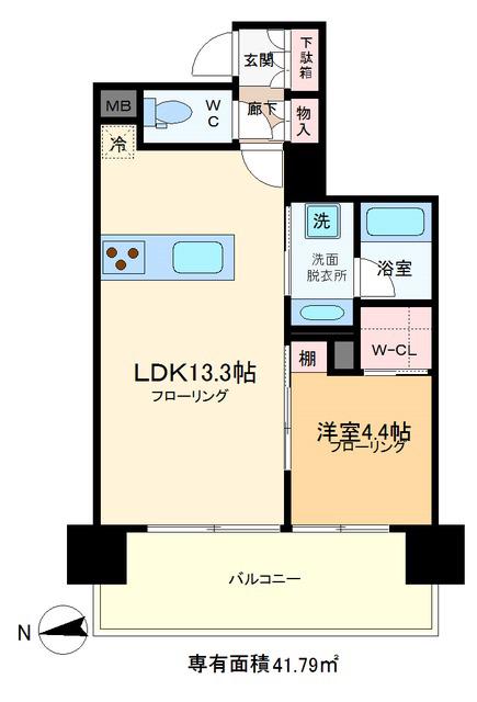 イニシア墨田押上(1LDK/3階)の間取り写真