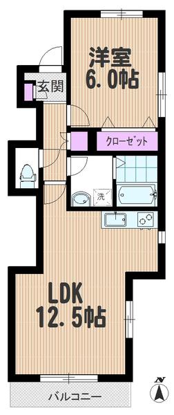 LA MAISON 浦和(1LDK/3階)の間取り写真
