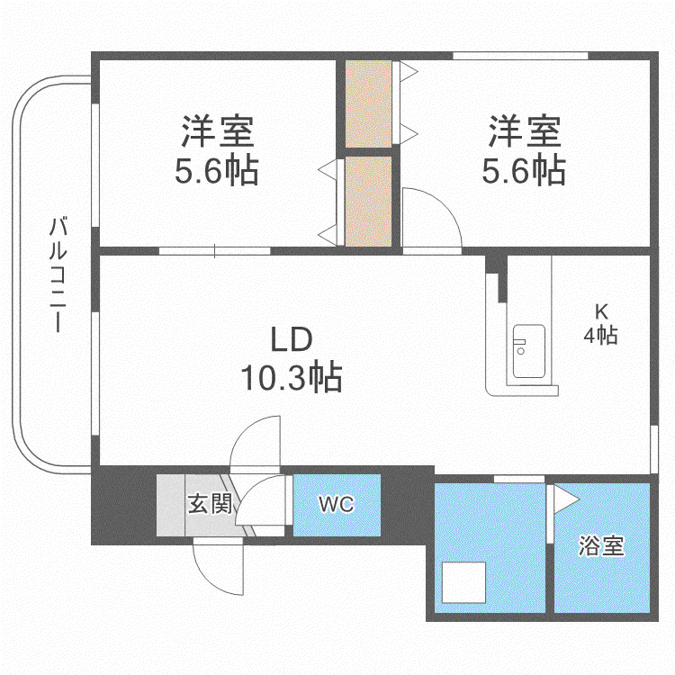 ジュラヒルズ福住(2LDK/4階)の間取り写真