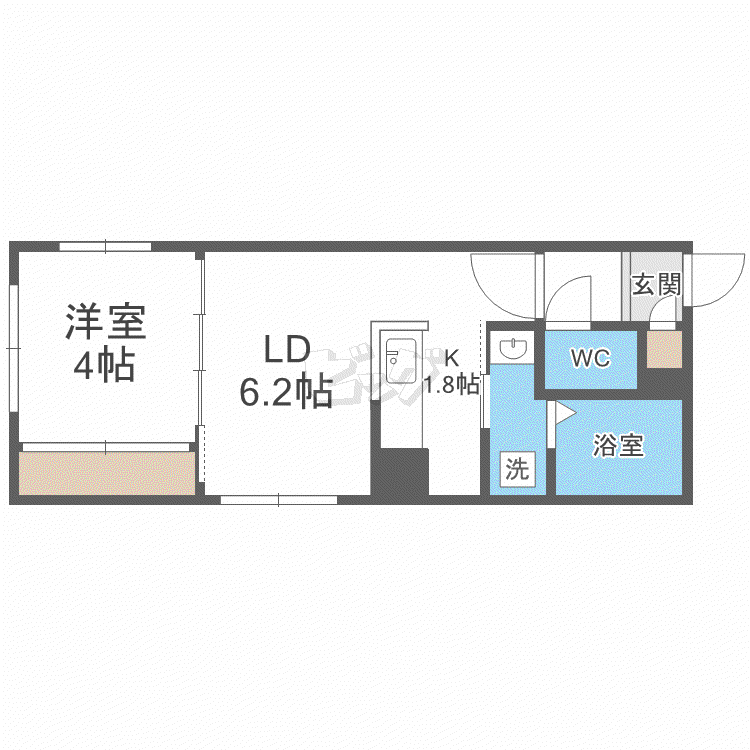 BLOSSOM西町南(1LDK/2階)の間取り写真