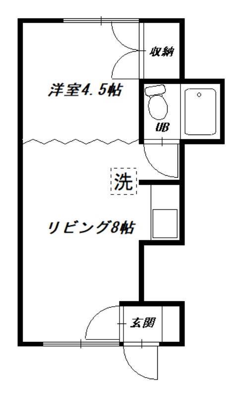マンション514(1DK/1階)の間取り写真
