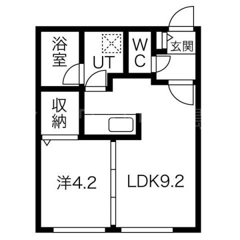 CHAMBRE南郷(1LDK/1階)の間取り写真