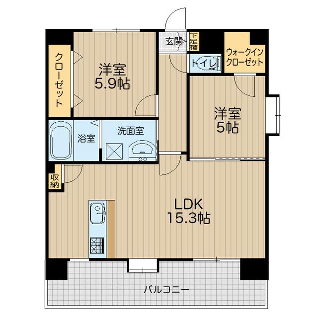 EMIUS新屋敷(2LDK/3階)の間取り写真