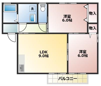フォレストコート(2LDK/2階)の間取り写真