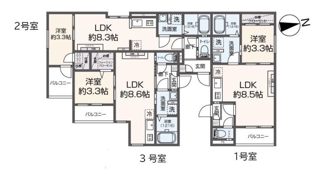 TIDY西小倉(1LDK/3階)の間取り写真
