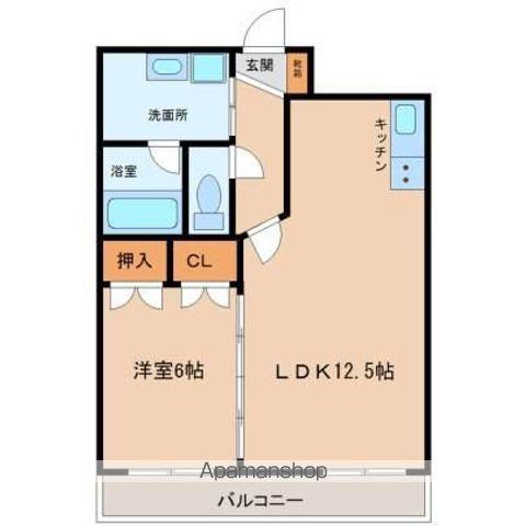 エンブレーマ西池(1LDK/4階)の間取り写真