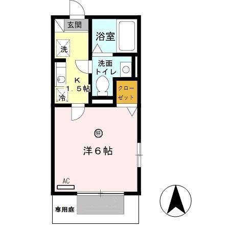 セジュール・MORITA(1K/1階)の間取り写真