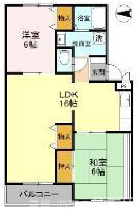 竹城台ハイツE棟(2LDK/1階)の間取り写真