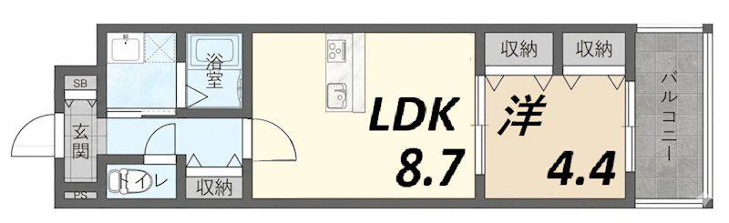 MISTRAL龍野町(1LDK/3階)の間取り写真