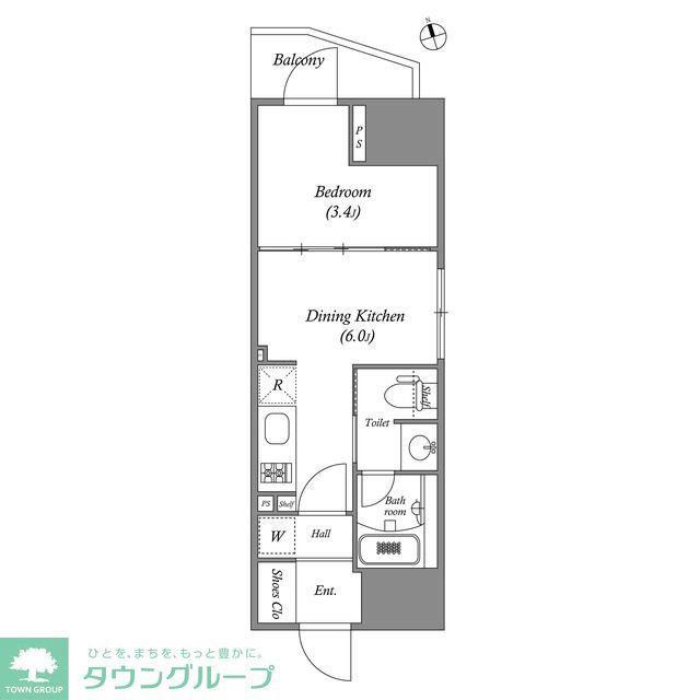 ディームス上野(1DK/10階)の間取り写真
