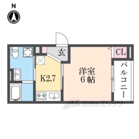CRASTINE大蓮北4丁目C(1K/1階)の間取り写真