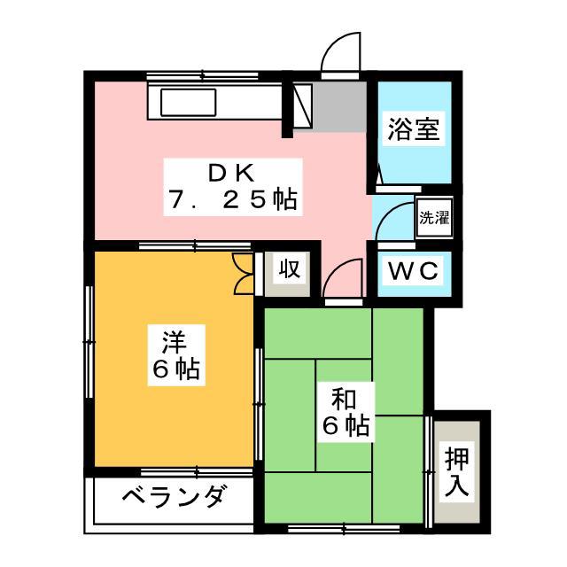 コーポビュー(2DK/2階)の間取り写真