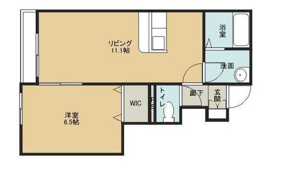 I.S延友 B棟(1LDK/1階)の間取り写真