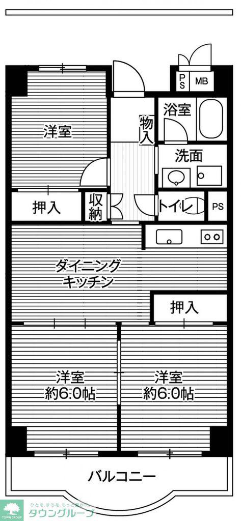 ビレッジハウス芝浦タワー 1号棟(3DK/10階)の間取り写真