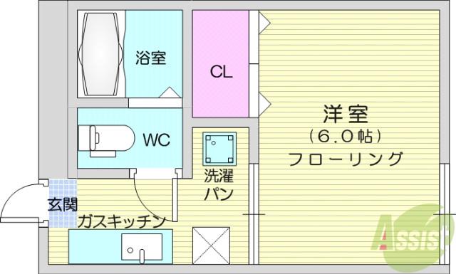 CASA瑞兆(1K/2階)の間取り写真