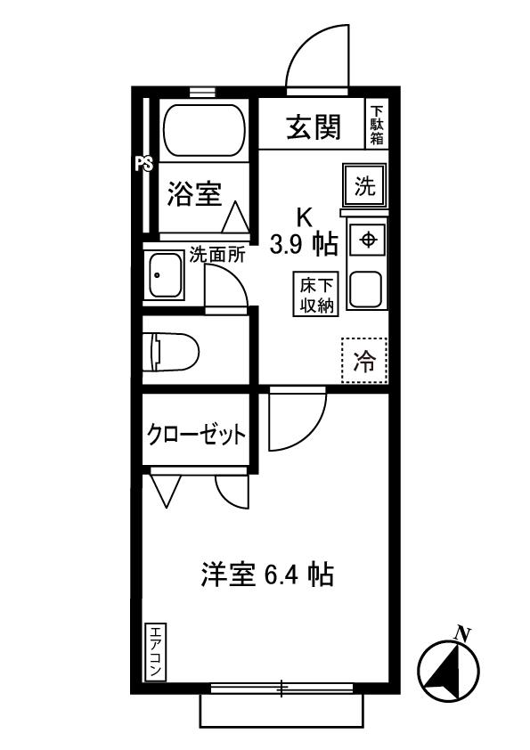グランメール(1K/1階)の間取り写真