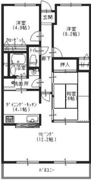 夙川レッチオレジデンツァ(3LDK/3階)の間取り写真