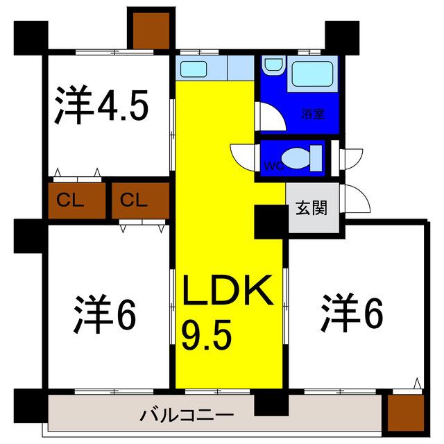 メゾンB(3LDK/4階)の間取り写真