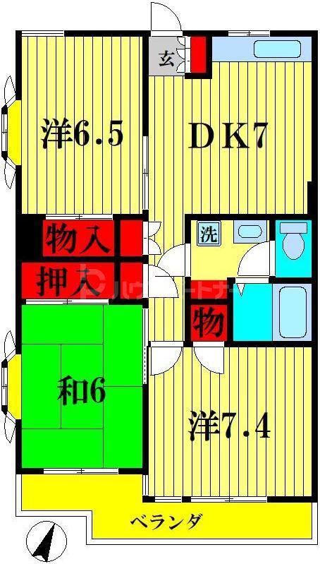 ハウス1897(3DK/2階)の間取り写真